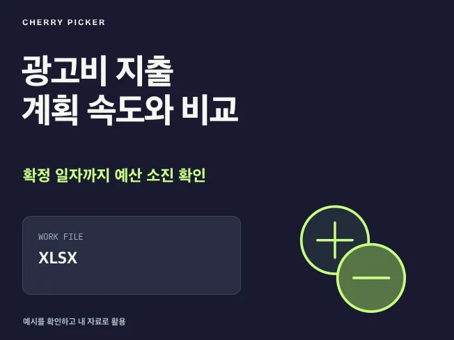 캠페인 광고비 예산 소진 비교 엑셀 메인 이미지